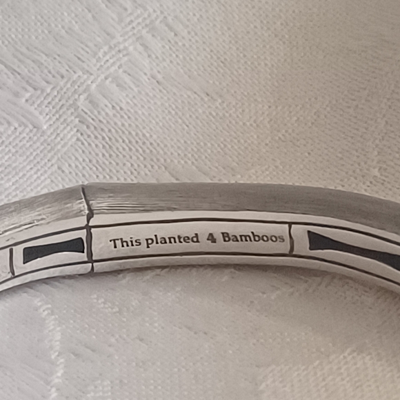 John Hardy Bamboo Brushed Sterling Silver Curved Hinged Bangle, Size Small - Picture 8 of 11